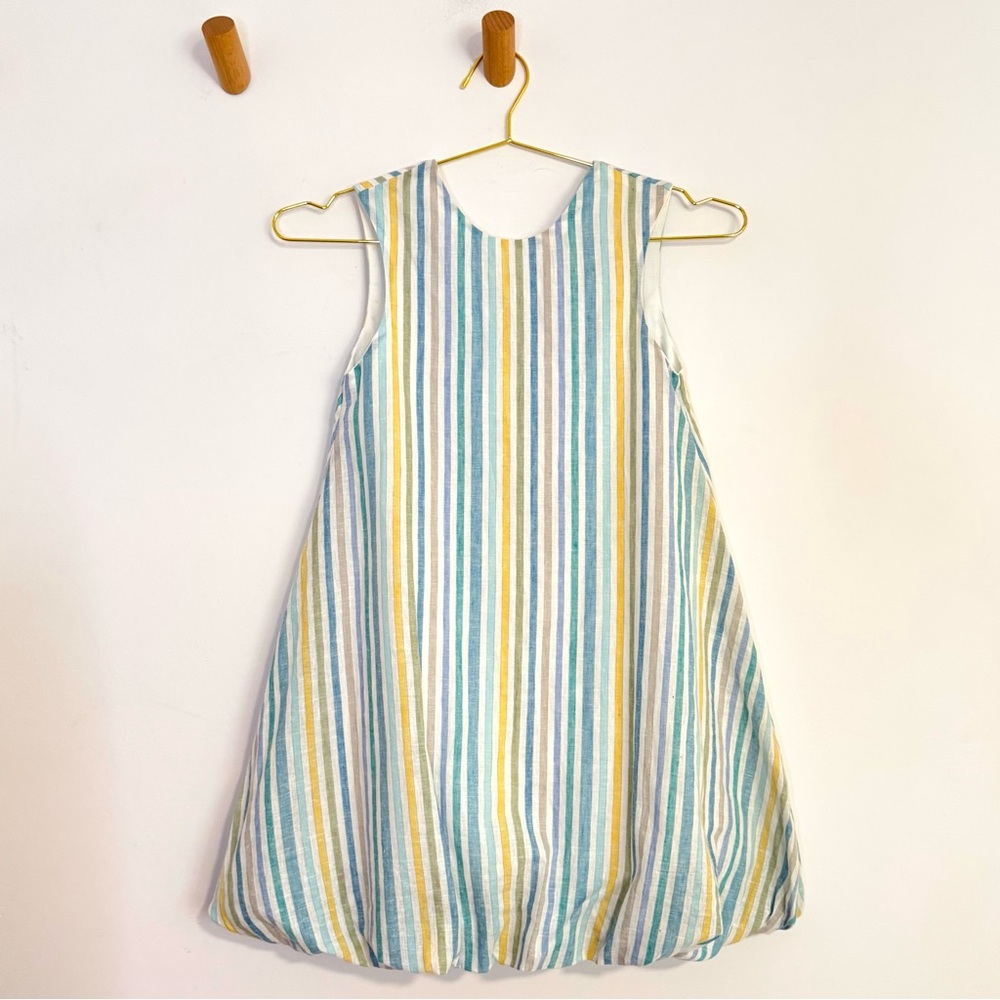 Hannah Kate Striped Sleeveless Ribbon Bow Trim Bubble Hem Cotton Summer Dress 10